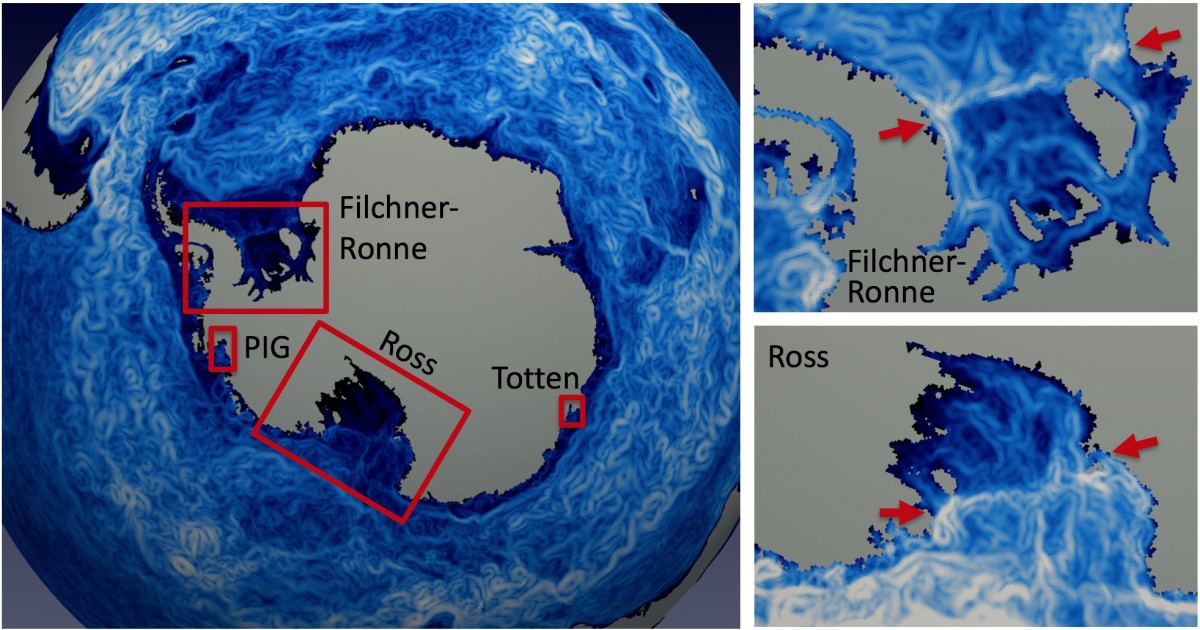 OS13F-1550 Antarctic ice shelf-ocean interactions in high-resolution ...