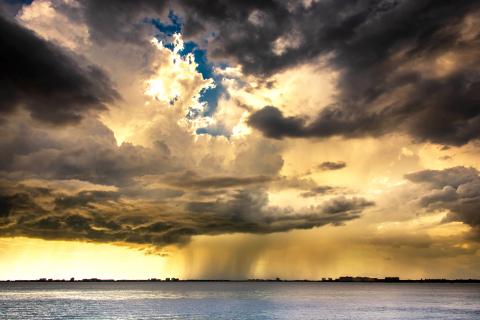 Clouds over the ocean. 