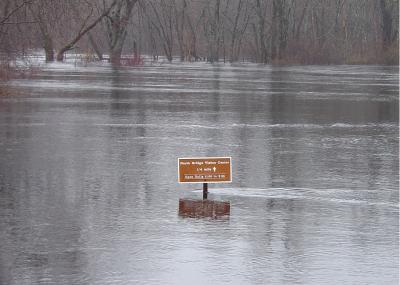 The Concord River floods Battle Road in Concord, MA. 