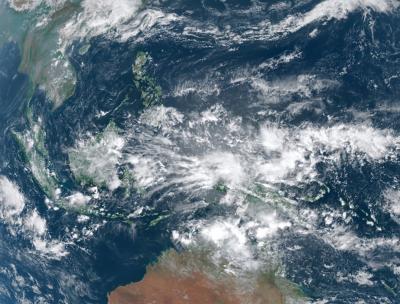 Clouds in the tropics are often modulated by the Madden–Julian oscillation (MJO). During a cross-equatorial surge event, MJO convection is enhanced south of the Maritime Continent, significantly affecting weather patterns and increasing rainfall. (Image courtesy by the Himawari-8 satellite | NOAA)