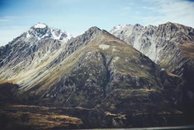 photo of large, snow capped mountains