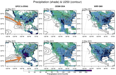 Jest stream and precipitation pattern in observation and model simulations