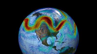 graphic rendering of the globe with atmospheric currents