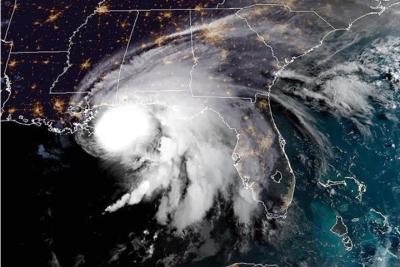 Satellite image of Hurricane Sally approaching the coasts of Alabama