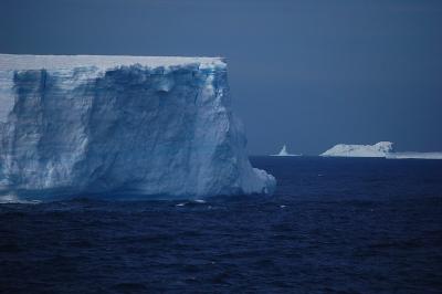 an ice cliff in the ocean