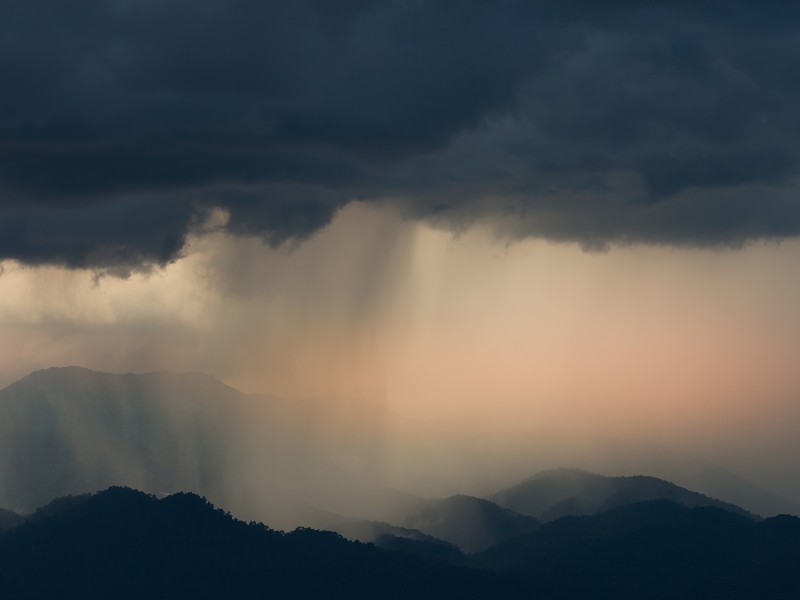 Monsoon rains fall in India.