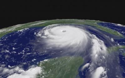 Tropical cyclone over globe model.