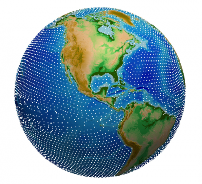 Global Lagrangian floats in E3SM using LIGHT, with 1 out of 5000 floats plotted for clarity. 